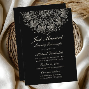 Anuncio Mandala Indio Boho Negro Recién Casados Boda