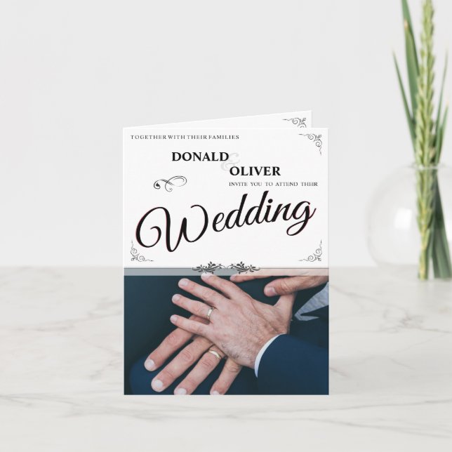 Anuncio Manos de una pareja Boda gay con anillos (Anverso)