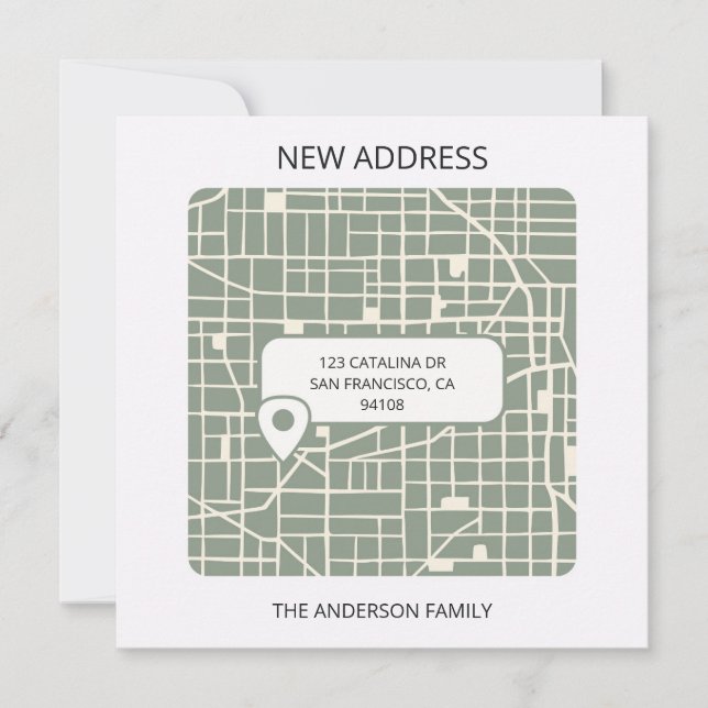 Anuncio Mapa moderno de la ciudad apuntar nueva dirección  (Anverso)