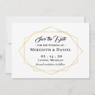 Anuncio Marco dorado moderno Guardar la fecha