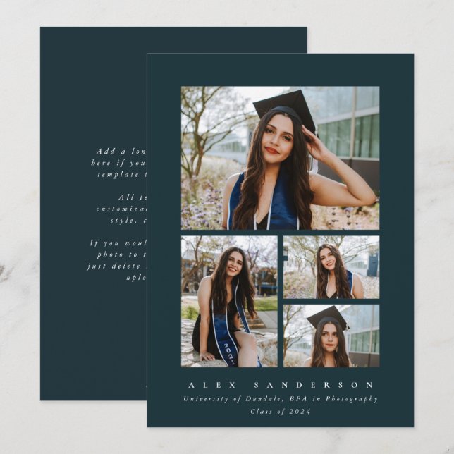Anuncio Marco verde oscuro mínimo 4 Graduación de fotos (Anverso / Reverso)