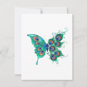 Anuncio Mariposa con plumas de pavo real verde