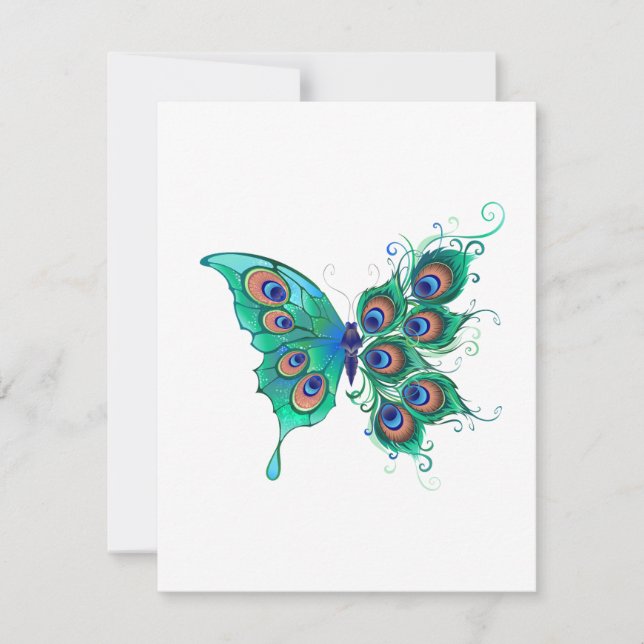 Anuncio Mariposa con plumas de pavo real verde (Anverso)