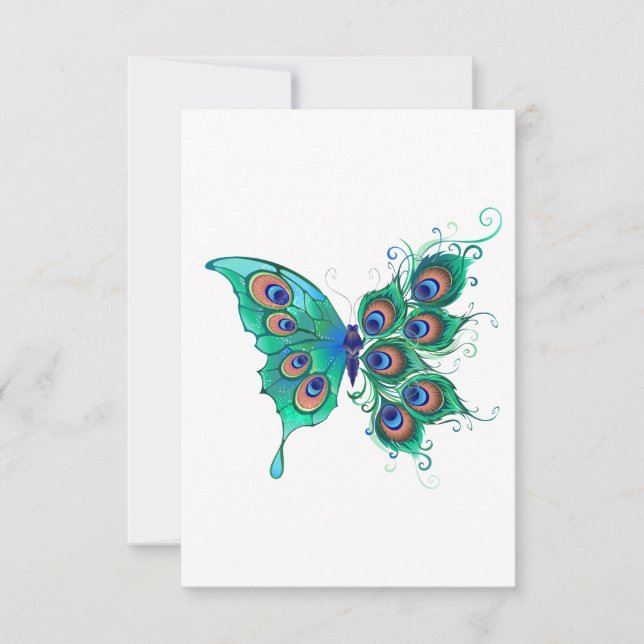 Anuncio Mariposa con plumas de pavo real verde (Anverso)