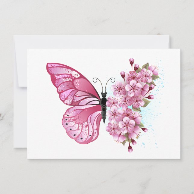 Anuncio Mariposa de flores con Sakura rosa (Anverso)