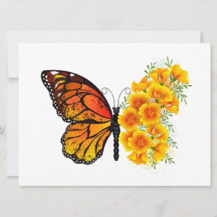 Anuncio Mariposa Flor con Amapola de California Amarilla