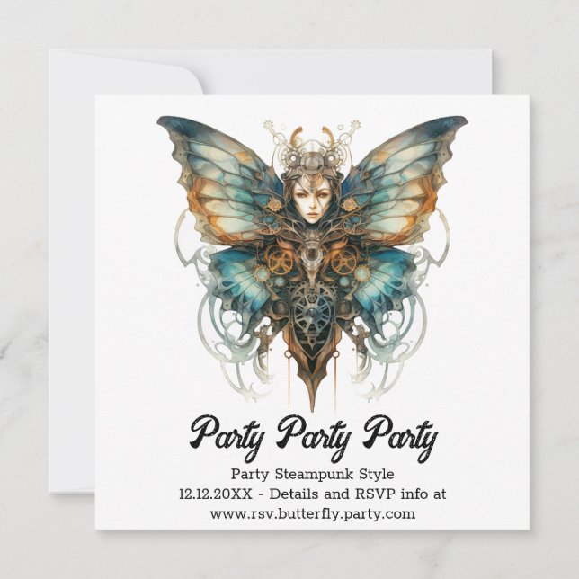 Anuncio Mariposa Pavo Real Steelswift Boda Steampunk  (Anverso)