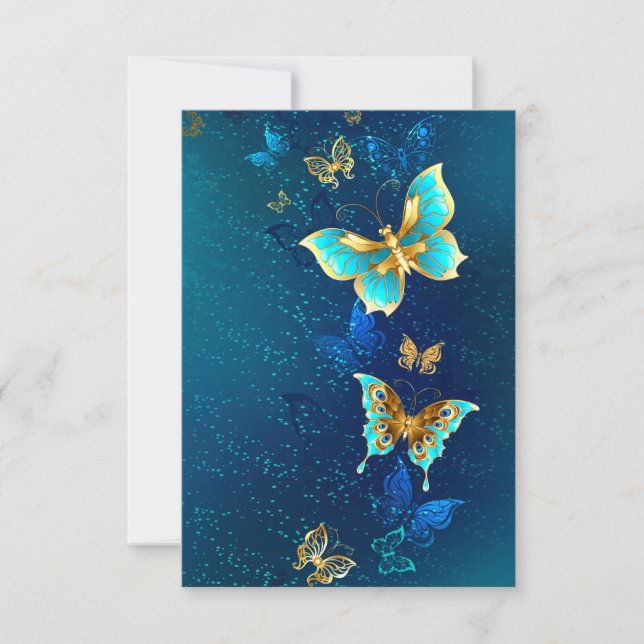 Anuncio Mariposas doradas sobre fondo azul (Anverso)