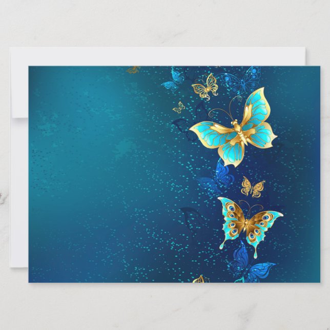 Anuncio Mariposas doradas sobre fondo azul (Anverso)