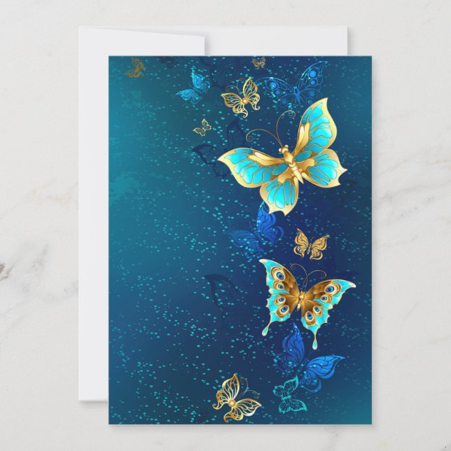Anuncio Mariposas doradas sobre fondo azul (Anverso)