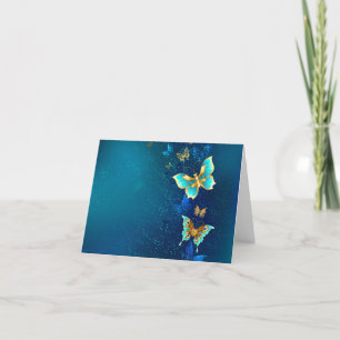 Anuncio Mariposas doradas sobre fondo azul