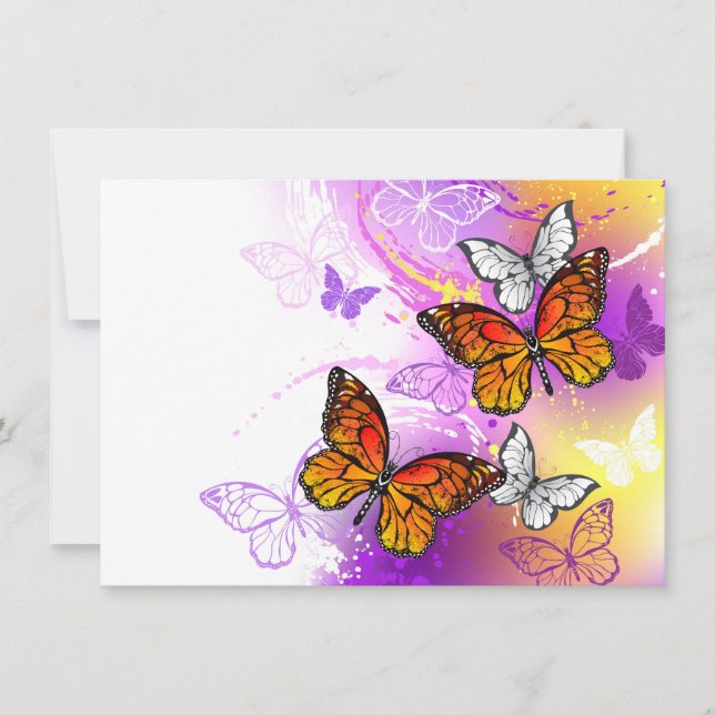 Anuncio Mariposas monarcas en fondo morado (Anverso)