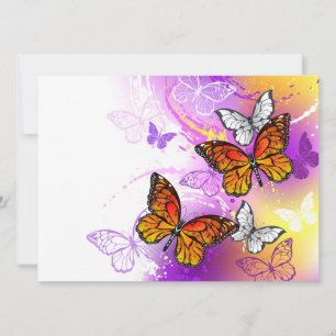 Anuncio Mariposas monarcas en fondo morado