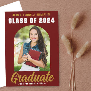 Anuncio Maroon Gold Graduate Foto Modern Bold Graduación