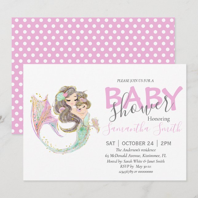 Anuncio Marrón MERMAID BABY SHOWER Under the sea (Anverso / Reverso)