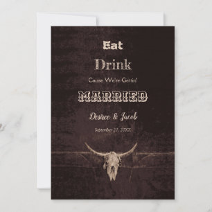 Anuncio Marrón Rústico Comer Beber Casado Cráneo de Toro
