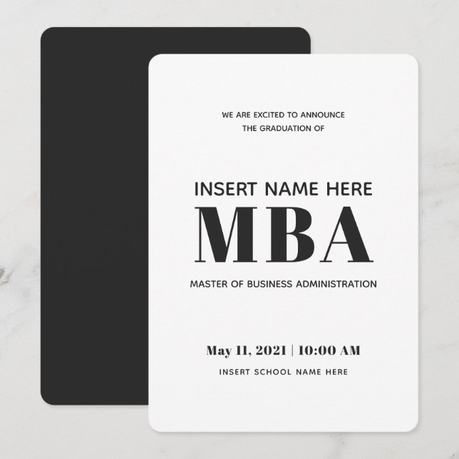 Anuncio Master en Administración de Empresas Graduación MB (Anverso / Reverso)