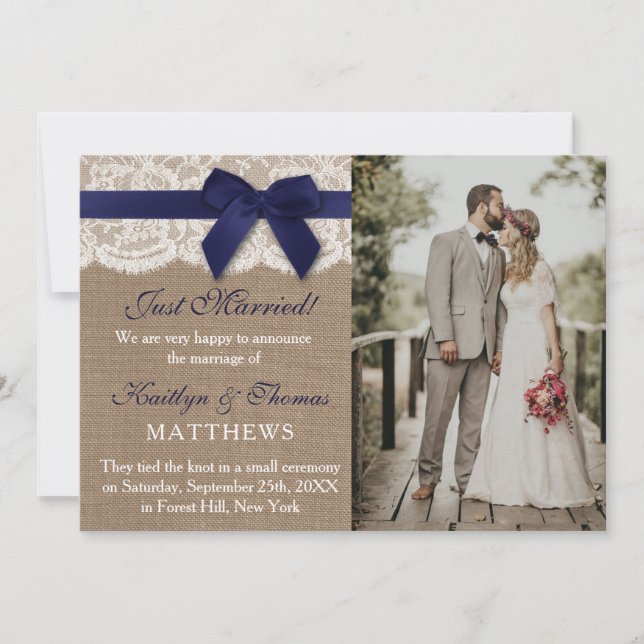 Anuncio Matrimonio de Boda de la cinta azul de la marina r (Anverso)