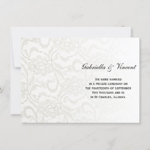 Anuncio Matrimonio de encaje blanco/Invitación de elopamie