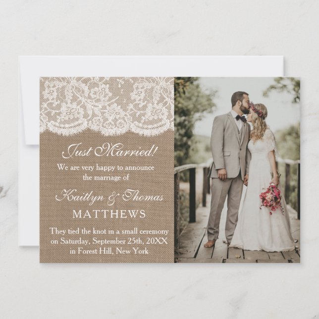 Anuncio Matrimonio de fotos de Boda de argollas y encajes  (Anverso)