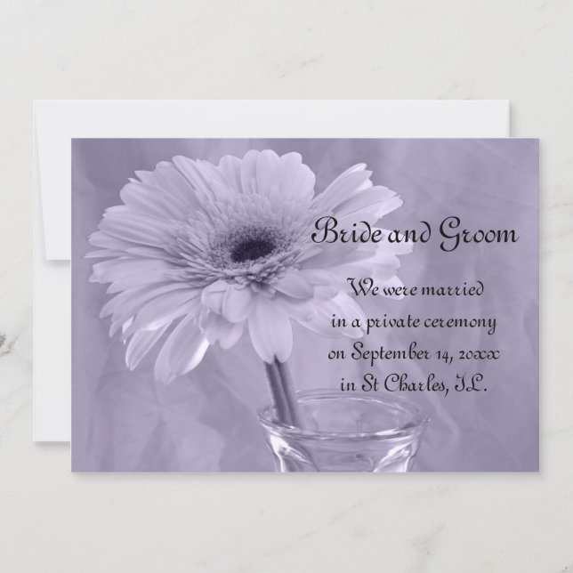 Anuncio Matrimonio de margaritas moradas/Invitación elope (Anverso)