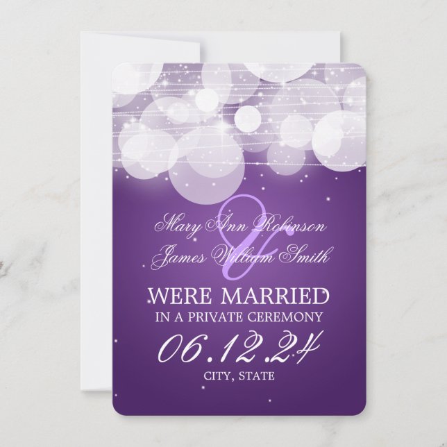 Anuncio Matrimonio Elopement Glow & Sparkle Purple (Anverso)