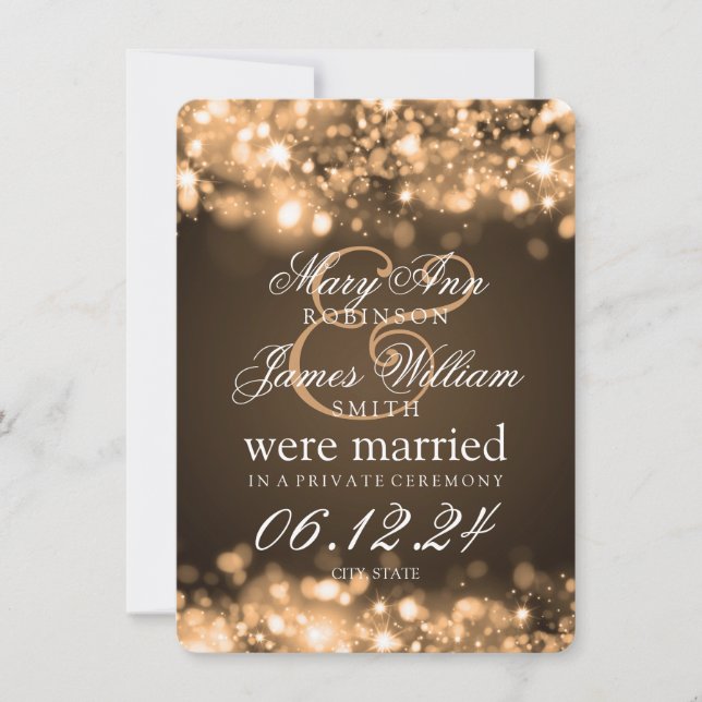 Anuncio Matrimonio Elopement Sparkling Lights Gold (Anverso)