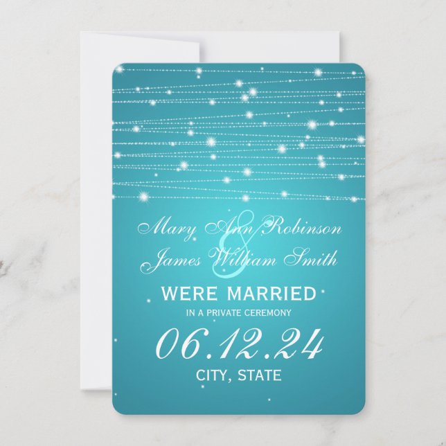Anuncio Matrimonio / Elopement Sparkling Lines Turquoise (Anverso)