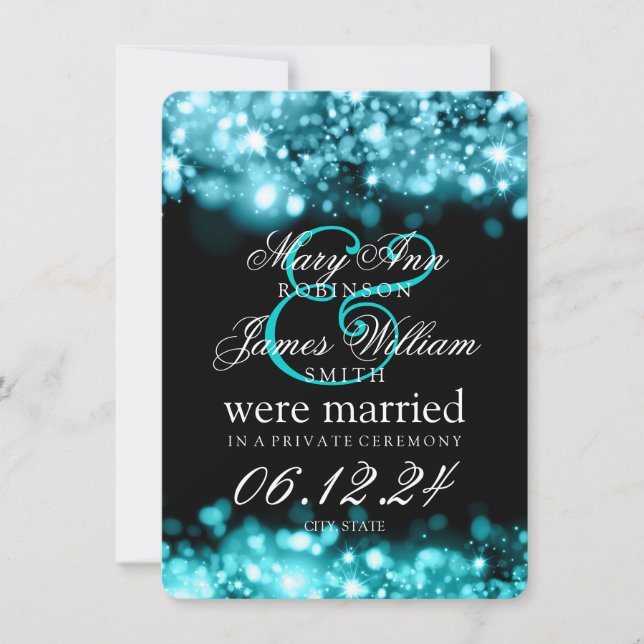 Anuncio Matrimonio Elopement Sparkling Luces Turquesa (Anverso)