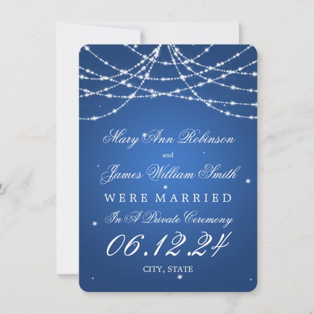 Anuncio Matrimonio / Elopement Sparkling String Azul (Anverso)