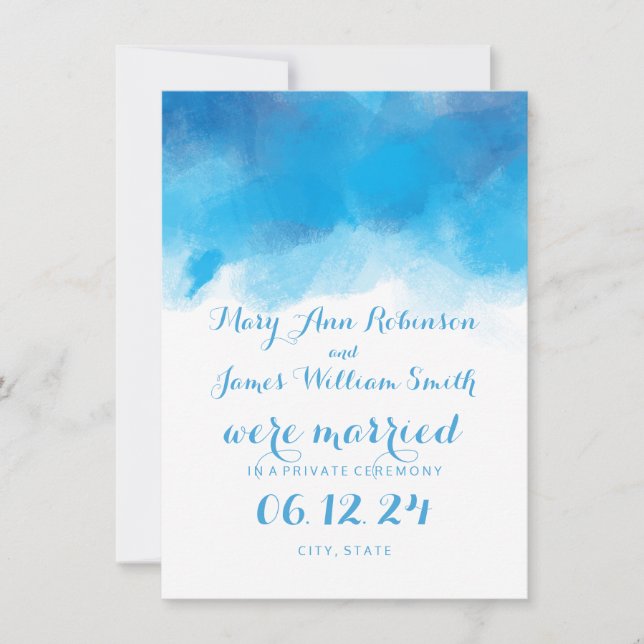 Anuncio Matrimonio / Elopement Verano Azul acuarela (Anverso)