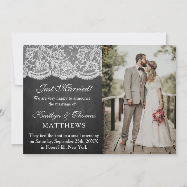 Anuncio Matrimonio fotográfico de Bodas de encaje blanco y (Anverso)