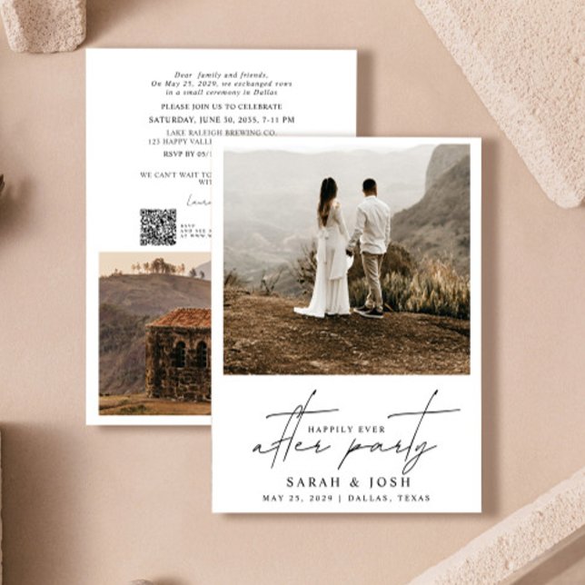 Anuncio Me alegro de que el Fiesta QR Code 2 Photo (Easily personalize this QR code reception celebration invitation with your details, photos, website)