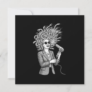 Anuncio Medusa Moderna Usando Secador de Pelo Ilustración