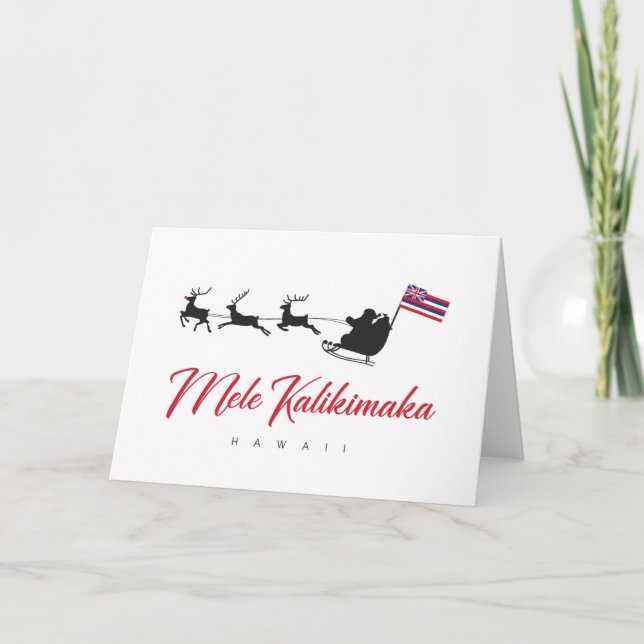 Anuncio Mele Kalikimaka Navidades de Santa con bandera haw (Anverso)