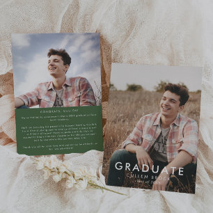 Anuncio Mensaje verde de moda y graduación de fotos