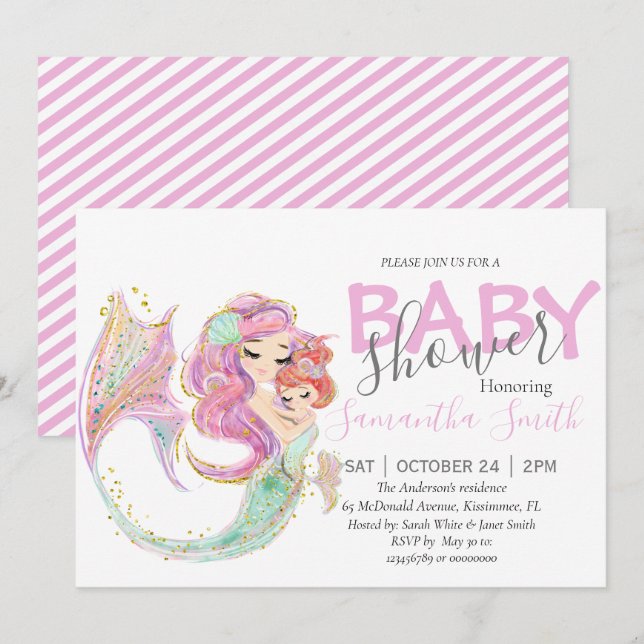 Anuncio Mermaid Baby Shower Dulce Sirena (Anverso / Reverso)