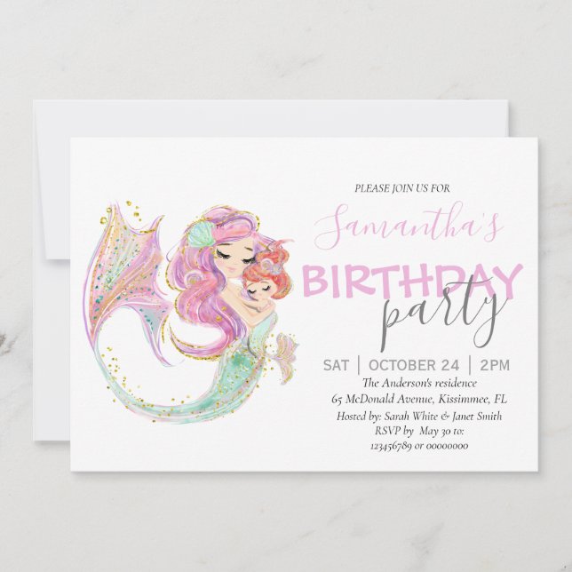 Anuncio Mermaid Baby Shower Dulce Sirena (Anverso)