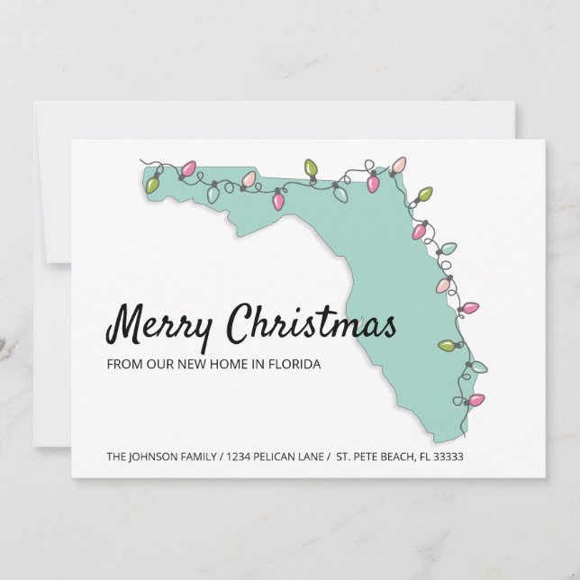 Anuncio Merry Christmas Florida Map New Home (Anverso)