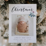 Anuncio Merry Little Christmas Mistletoe Baby Photo Birth<br><div class="desc">Whimsical multi photo birth announcement card featuring a typography text at the top that says "our merry little Christmas." There is an illustration of a mistletoe and you can add your newborn picture under it. You can also add 3 mores photos on the back of the card and birth stats...</div>