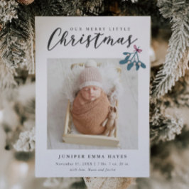 Anuncio Merry Little Christmas Mistletoe Baby Photo Birth