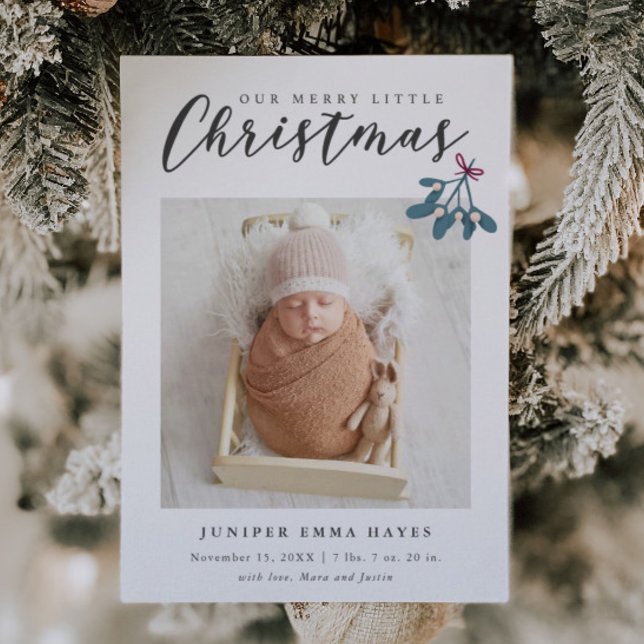 Anuncio Merry Little Christmas Mistletoe Baby Photo Birth (Subido por el creador)