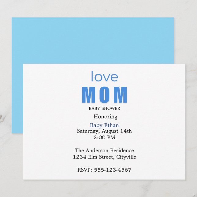 Anuncio Minimal Baby boy Shower Invitation (Anverso / Reverso)