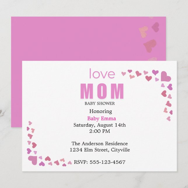 Anuncio Minimal Baby girl Shower Invitation (Anverso / Reverso)