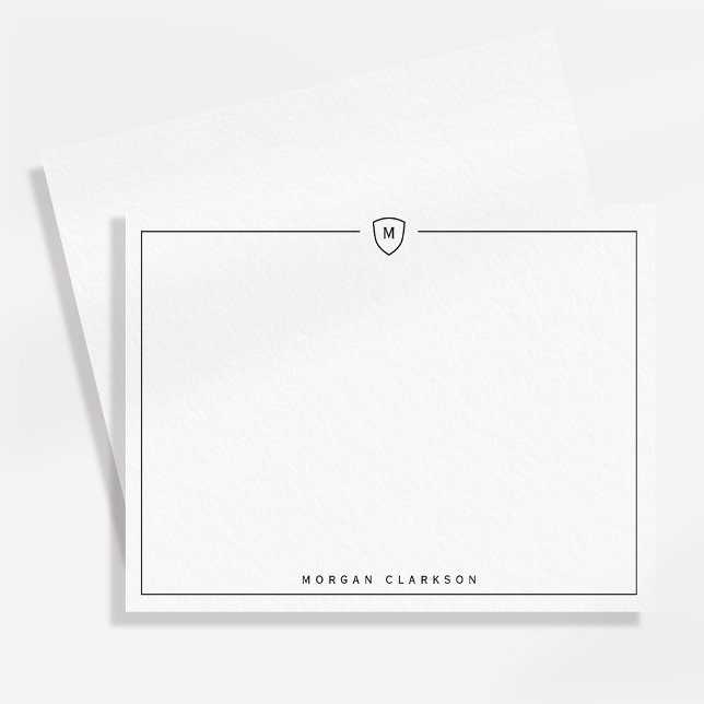 Anuncio Minimal Elegant Crest Monogram Note Card  (Subido por el creador)
