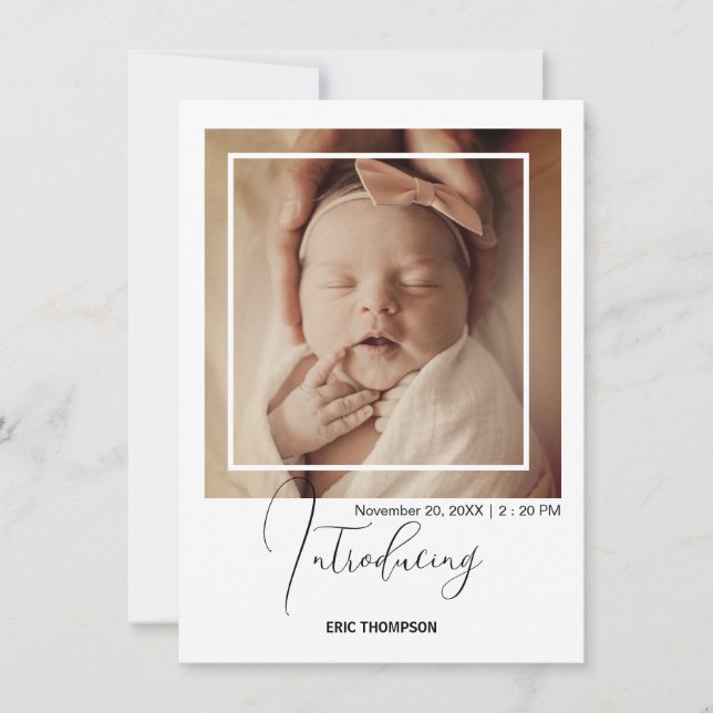 Anuncio Minimal Polaroid Photo Frame Birth Announcement  (Anverso)