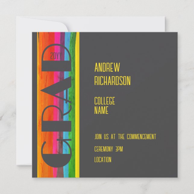 Anuncio Minimal Rainbow Class of Year Graduation Flat Card (Anverso)