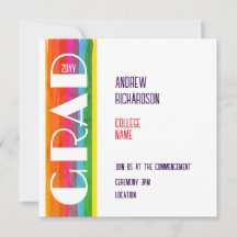 Minimal Rainbow Class of Year Graduation Flat Card