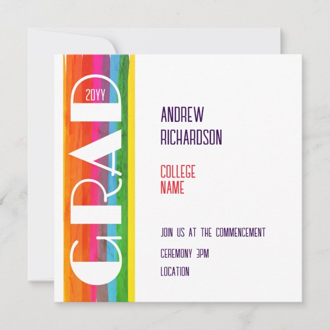 Anuncio Minimal Rainbow Class of Year Graduation Flat Card (Anverso)
