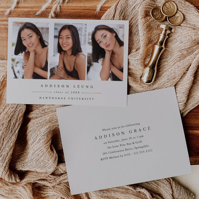 Anuncio Minimalist 3 Photo Graduation Announcement Invite (Subido por el creador)